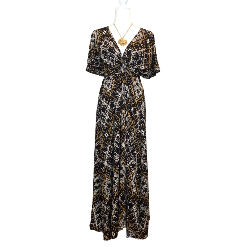 Boho Chic Dress/Cover Up in Black and Gold Print - can be styled 8 ways